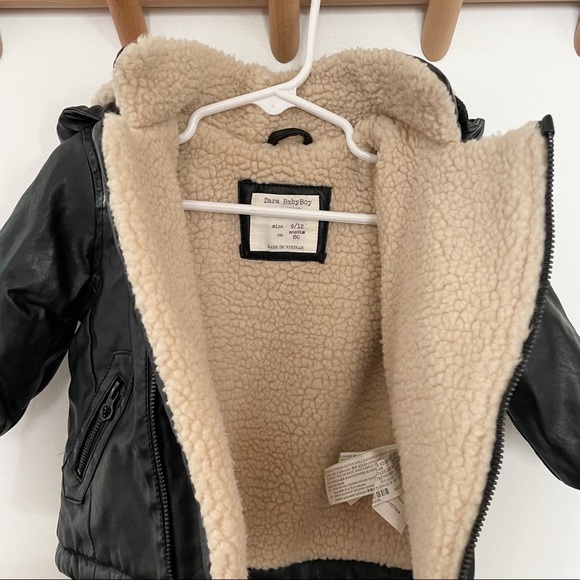 Zara Faux Leather and Fur Jacket 9-12 - Picture 3 of 3